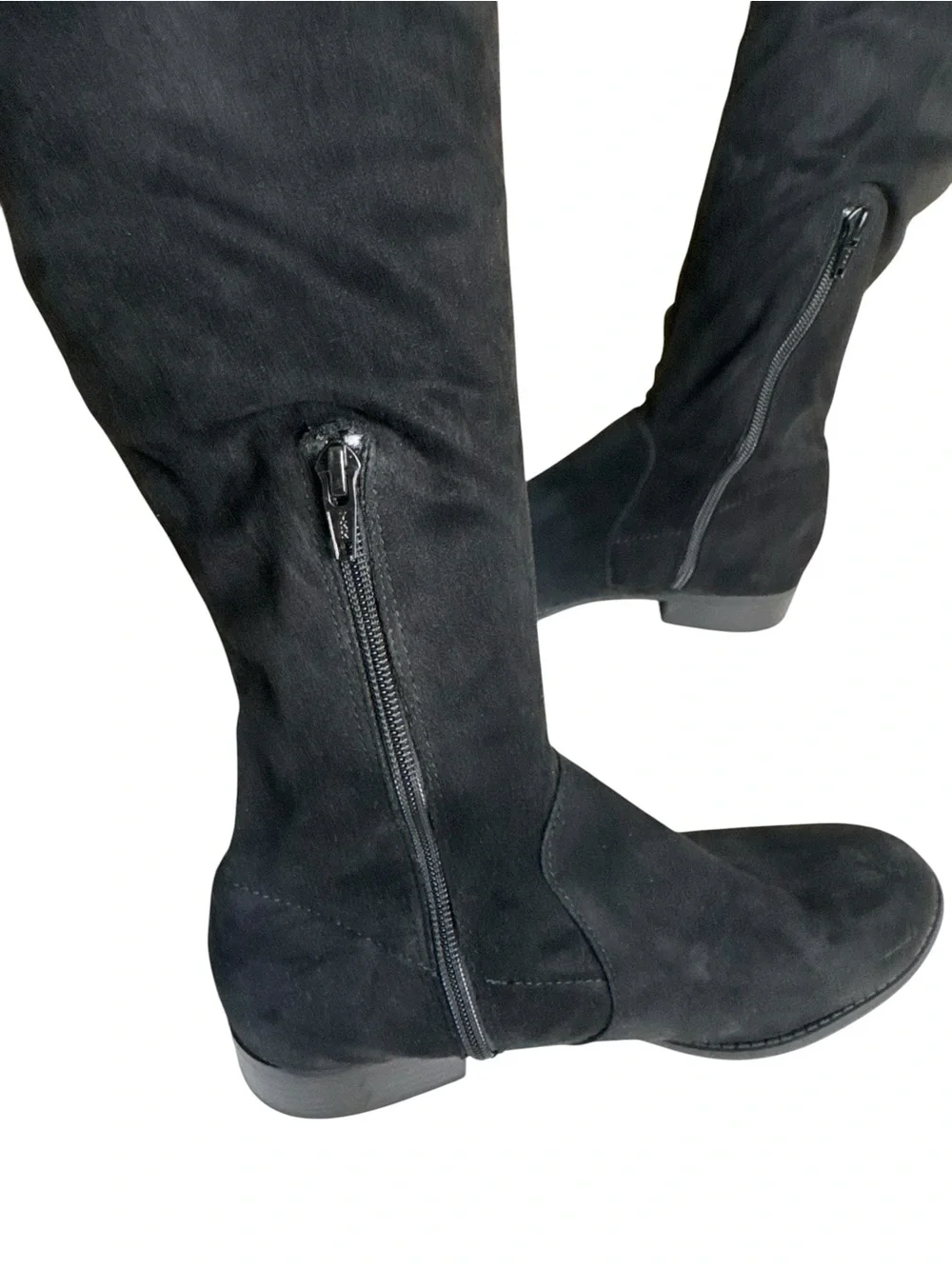 A New Day Black Faux Suede Over the Knee Boots Tie Back Size 8